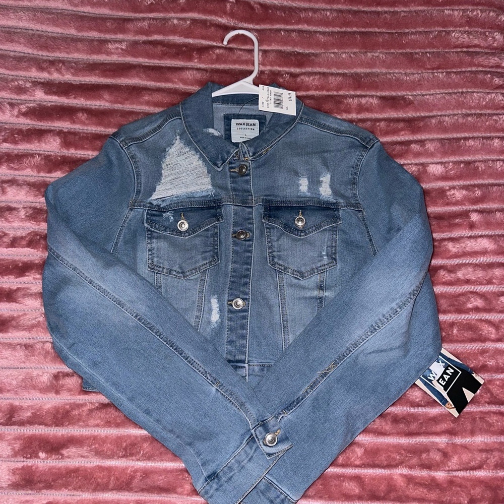 Denim Jacket with Distressed Details